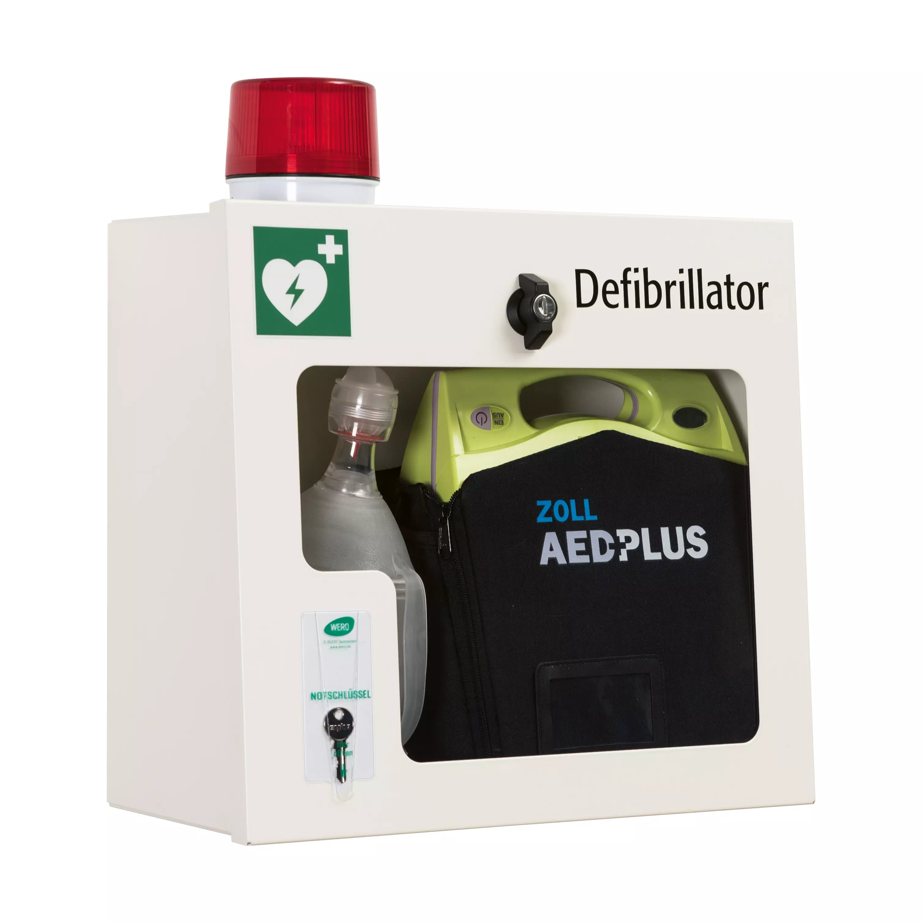 AED-Wandschrank, leer - mit Alarmfunktion (Sirene & Leuchte)