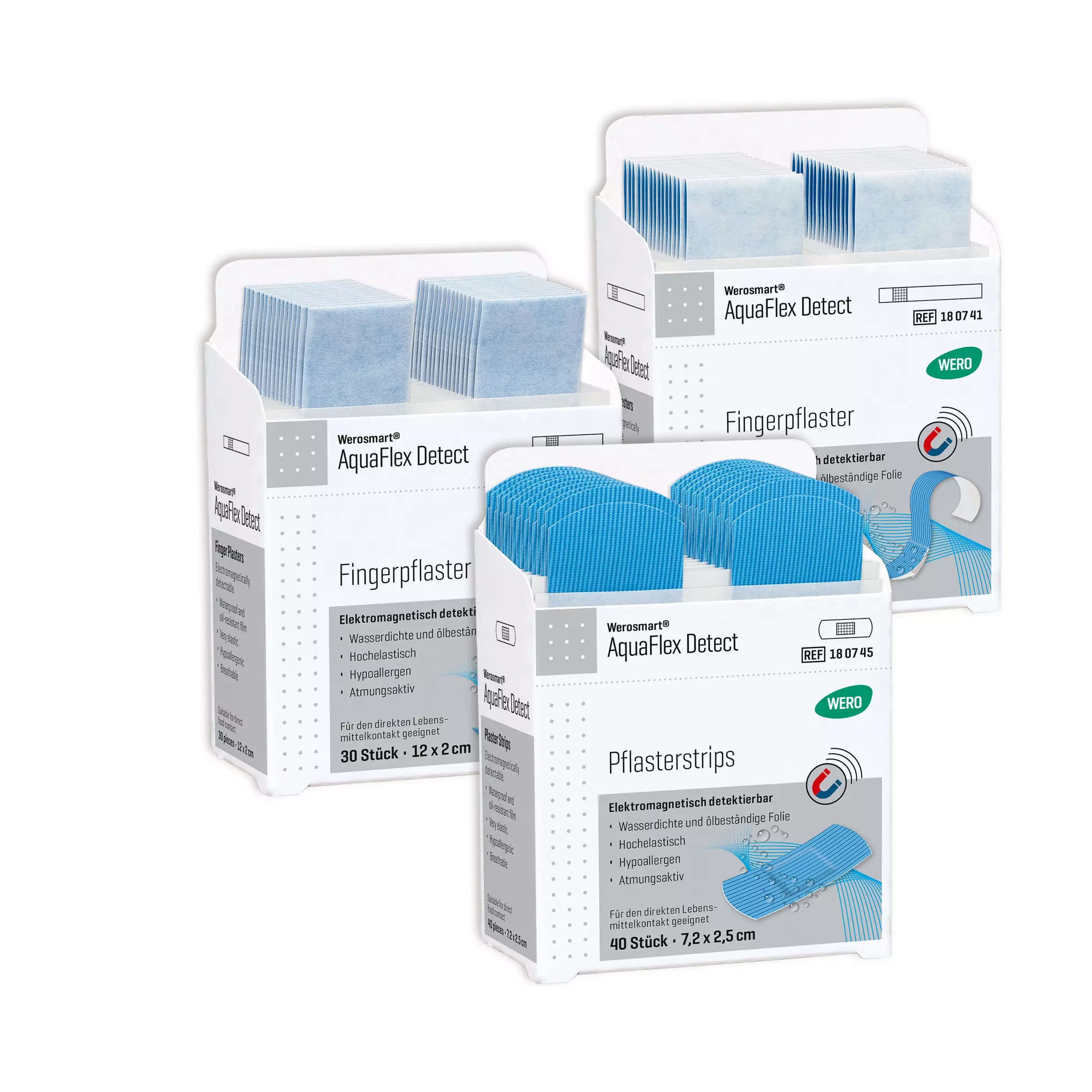Werosmart® AquaFlex Detect plaster dispenser inserts finger plasters - 12 cm, 5 inserts