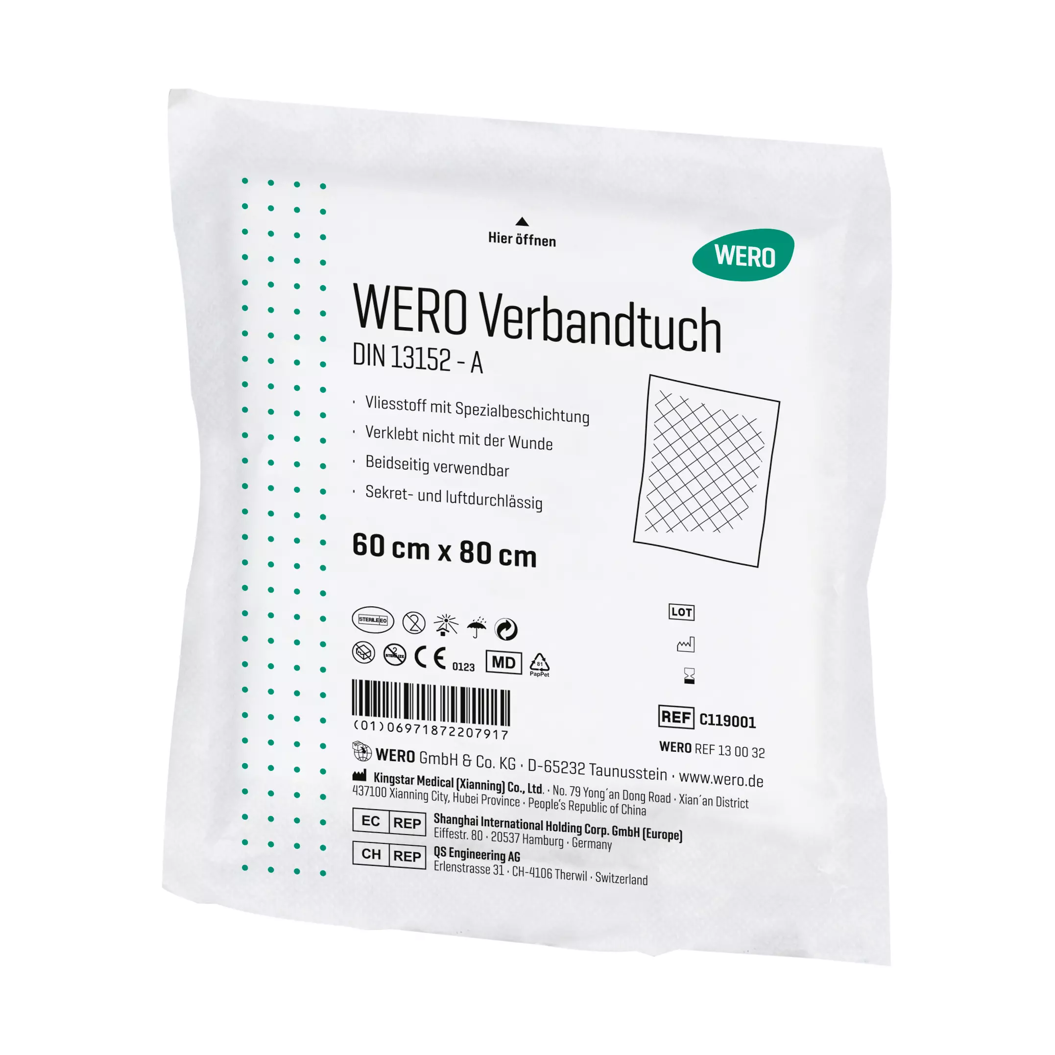 WERO Verbandtuch DIN 13152, steril - 60 cm
