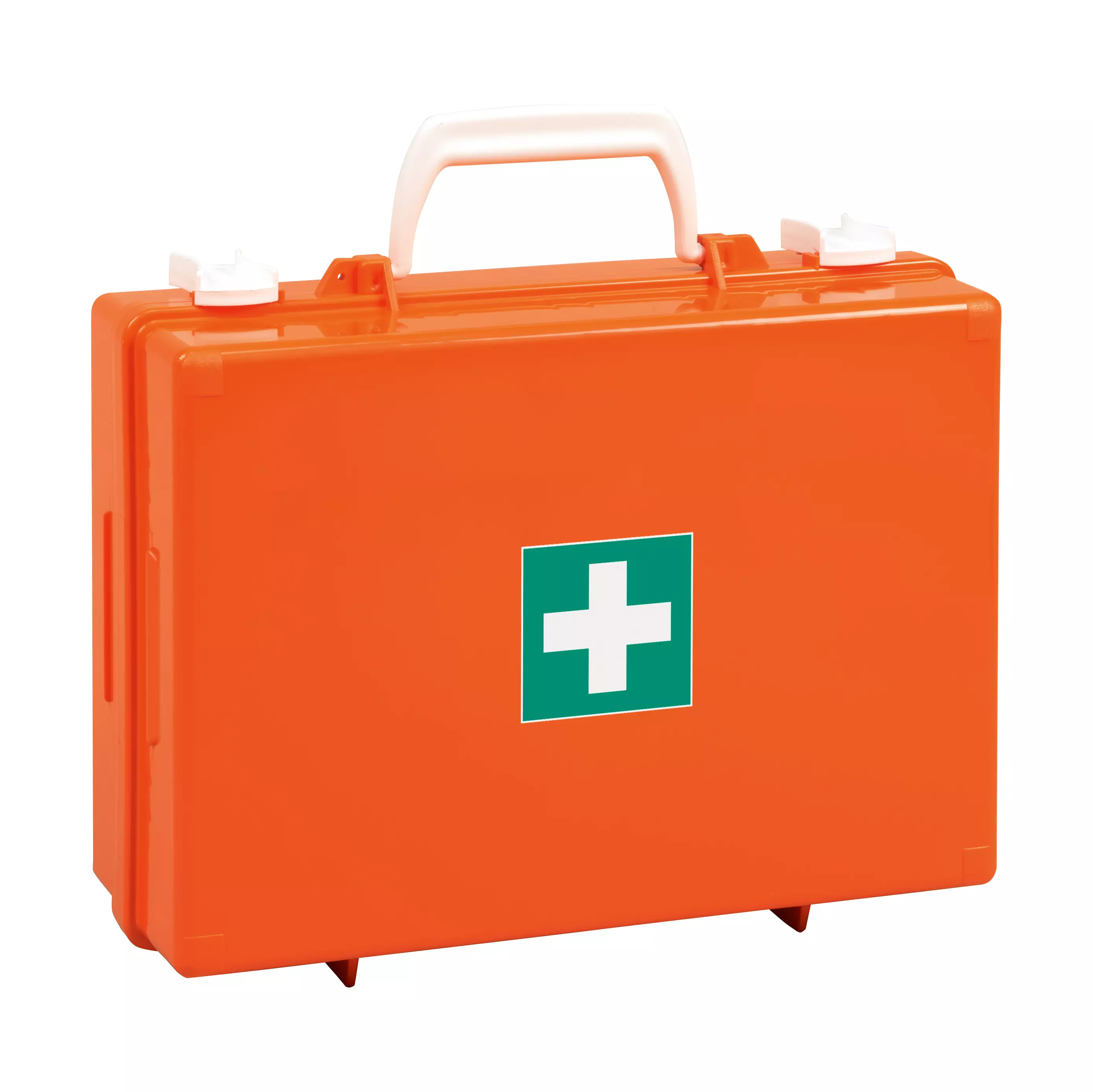 Werotop® First aid kit 350 with wall bracket and 90° locking mechanism, empty - with internal dividers, orange