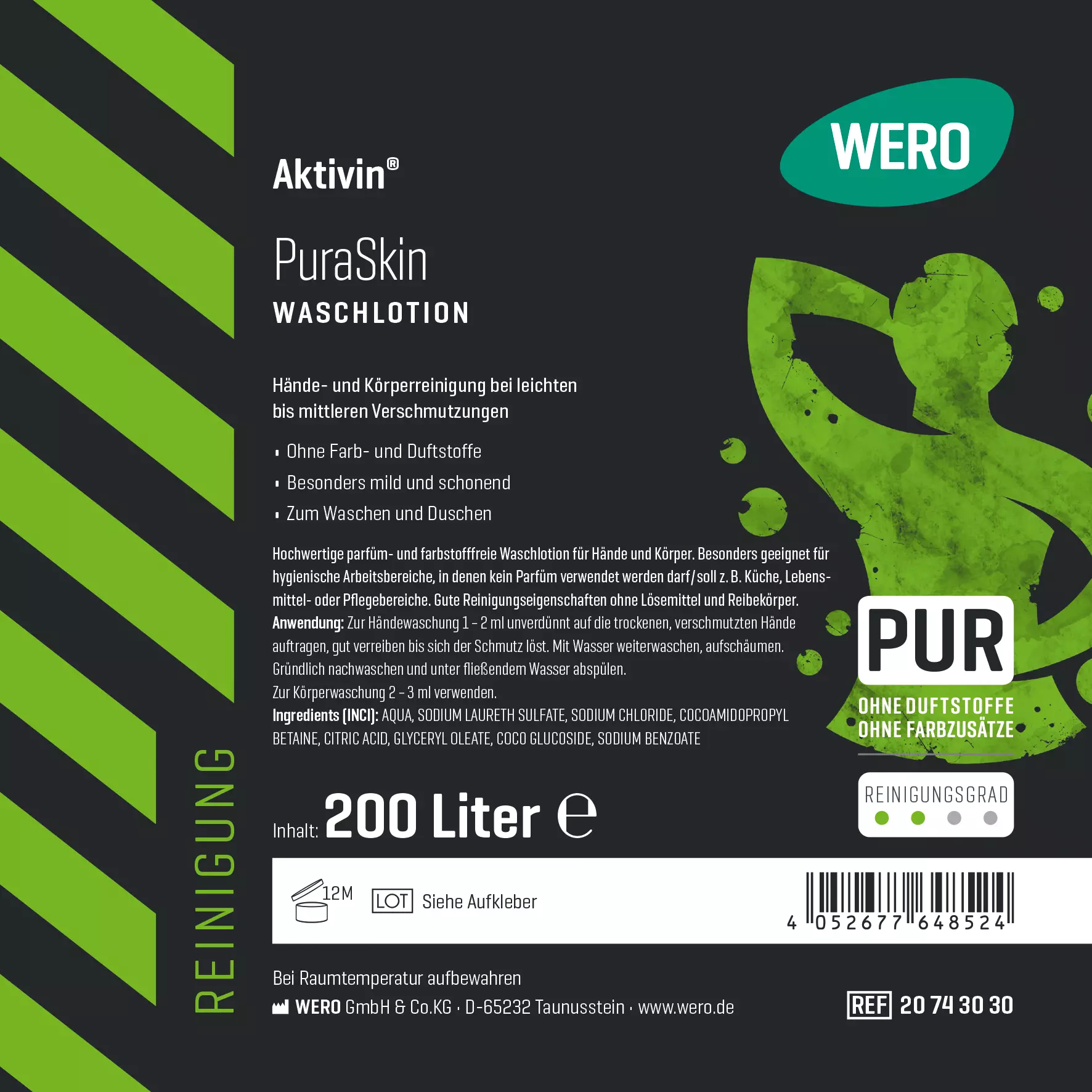 Waschlotion Aktivin® PuraSkin - Fass, 200 Ltr