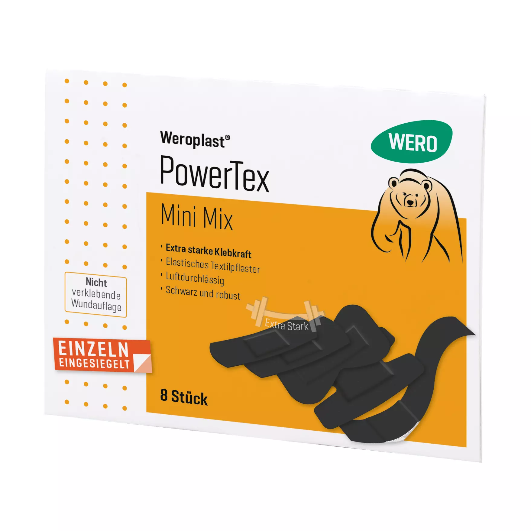 Werosmart® Pflasterspender-Einsätze Fingerpflaster 16 x 2,5 cm (Textil |  Schwarz | Extrastark)