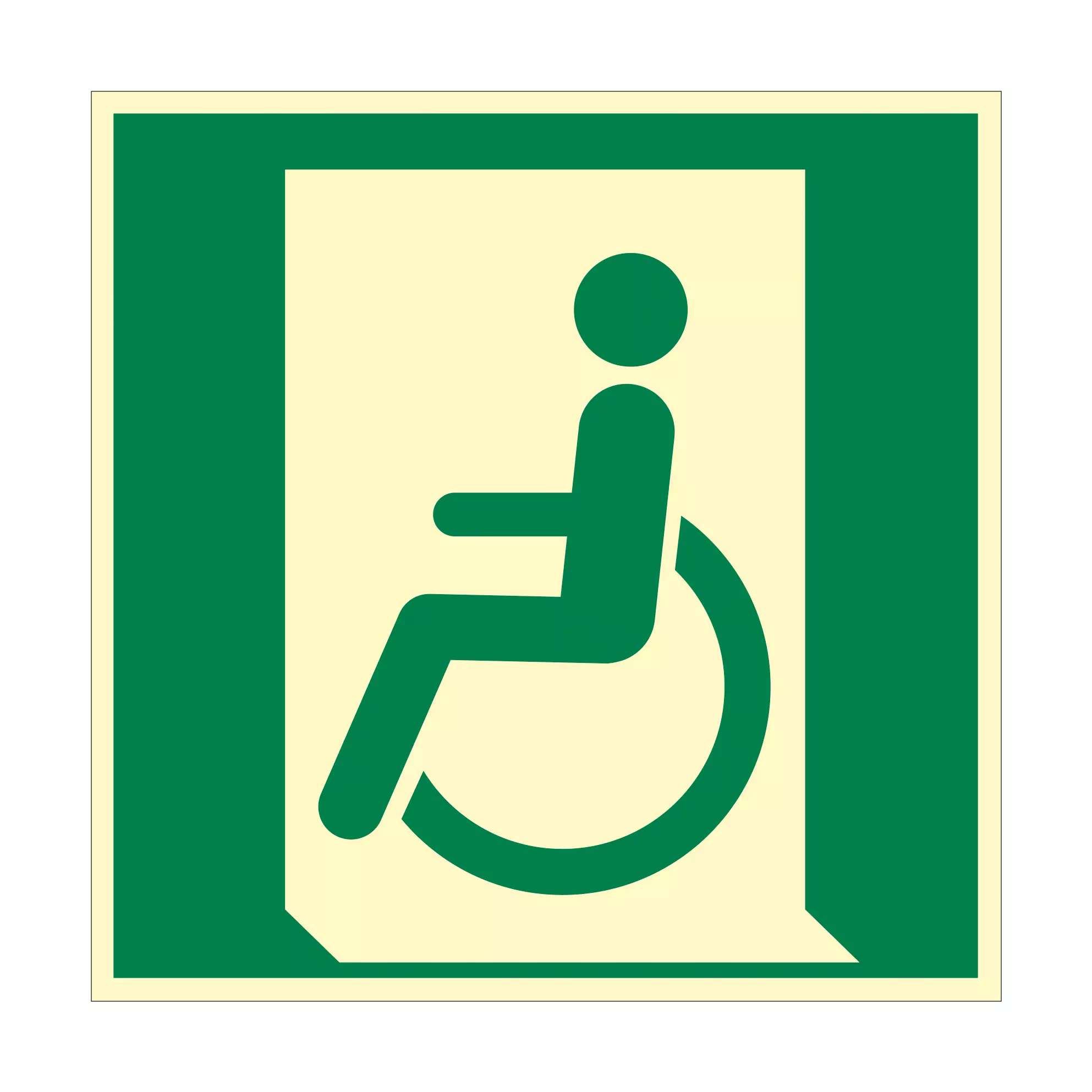 Escape sign - Emergency exit for persons unable to walk or with impaired mobility - left