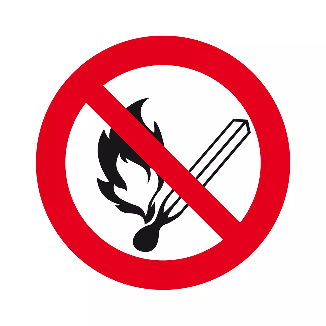 Verbotszeichen: Feuer, offenes Licht und Rauchen verboten