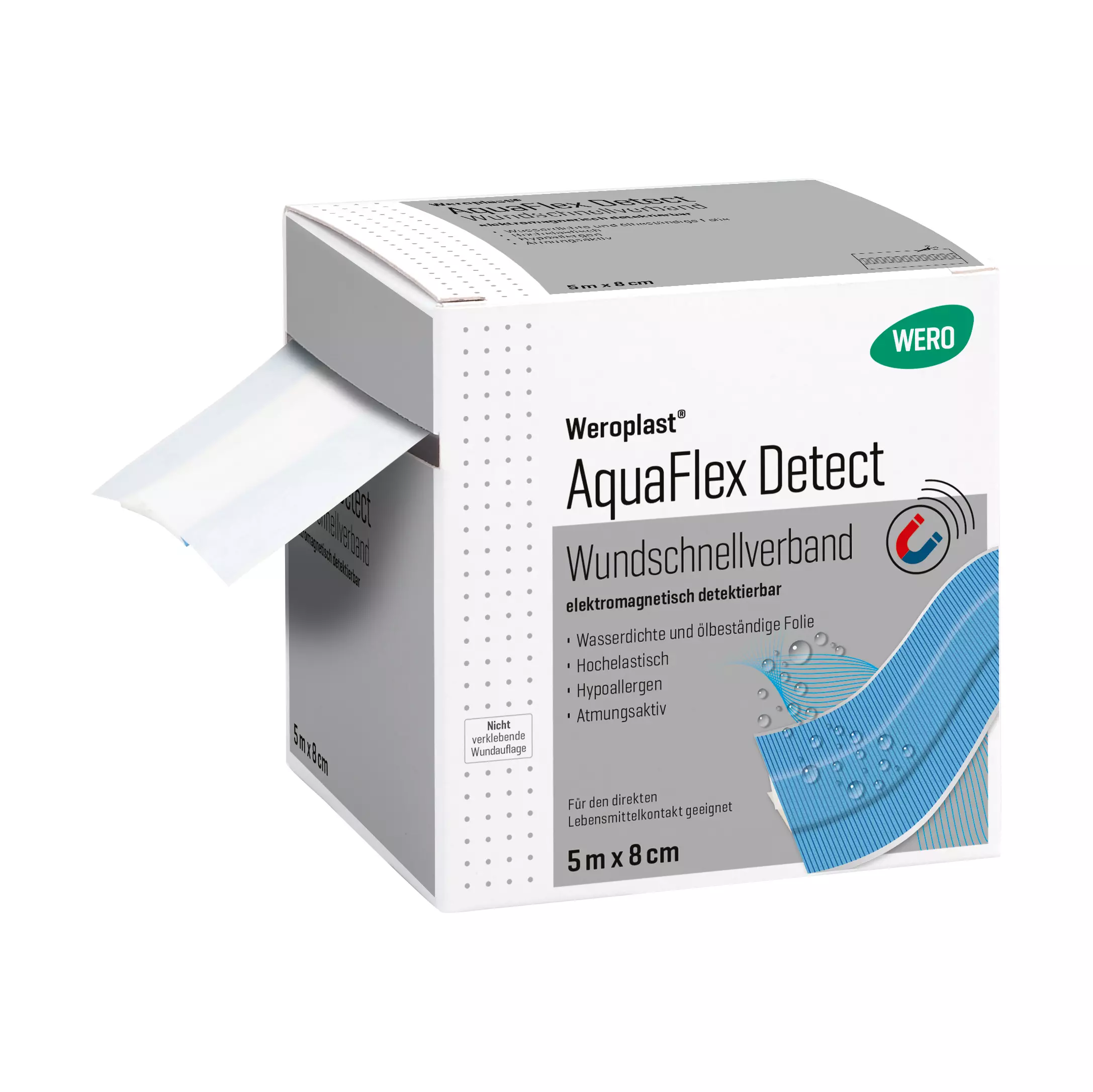 Weroplast® AquaFlex Detect Wundschnellverband - 8 cm, 5 m