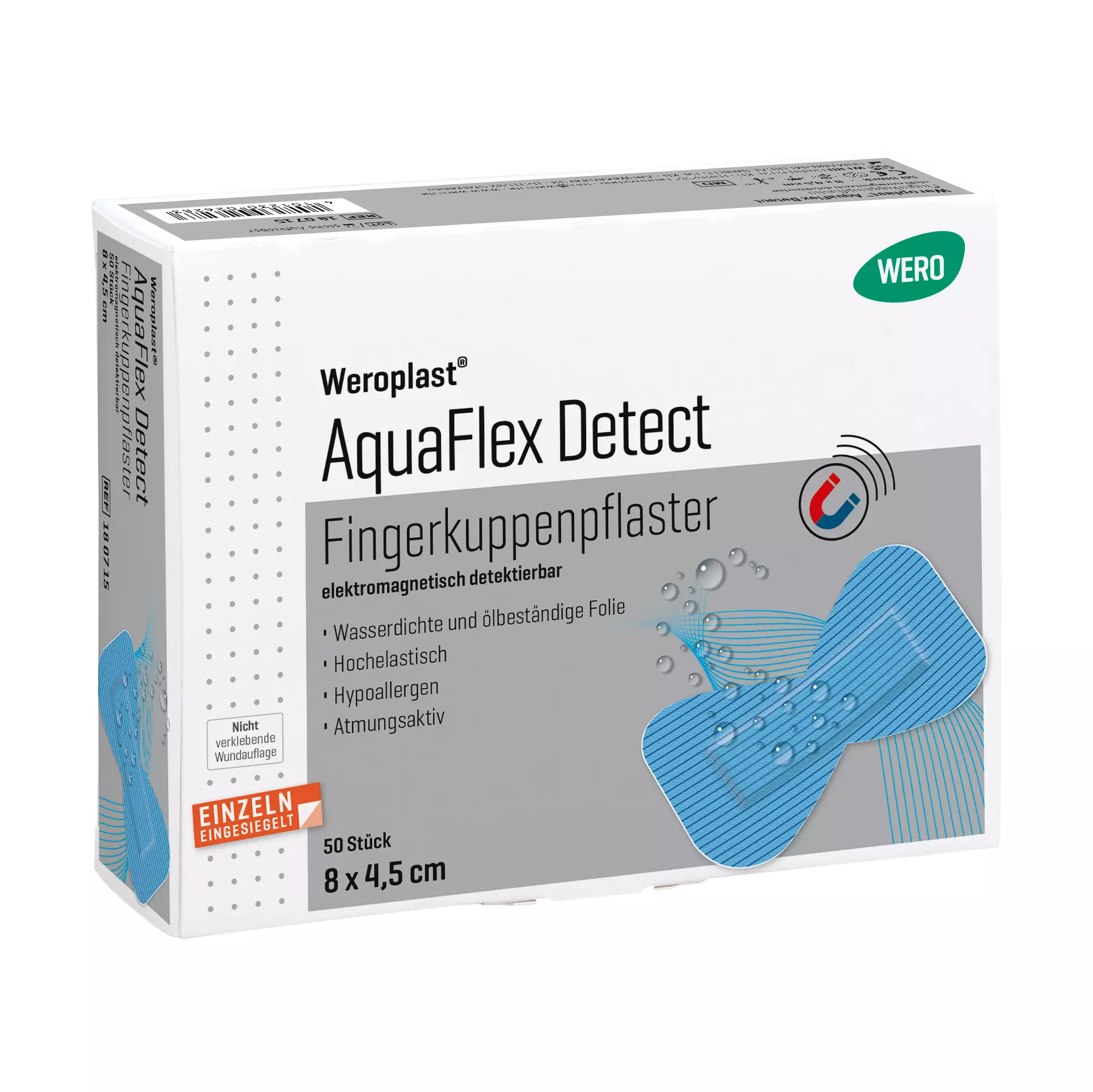 Weroplast® AquaFlex Detect fingertip plasters, 50 pcs