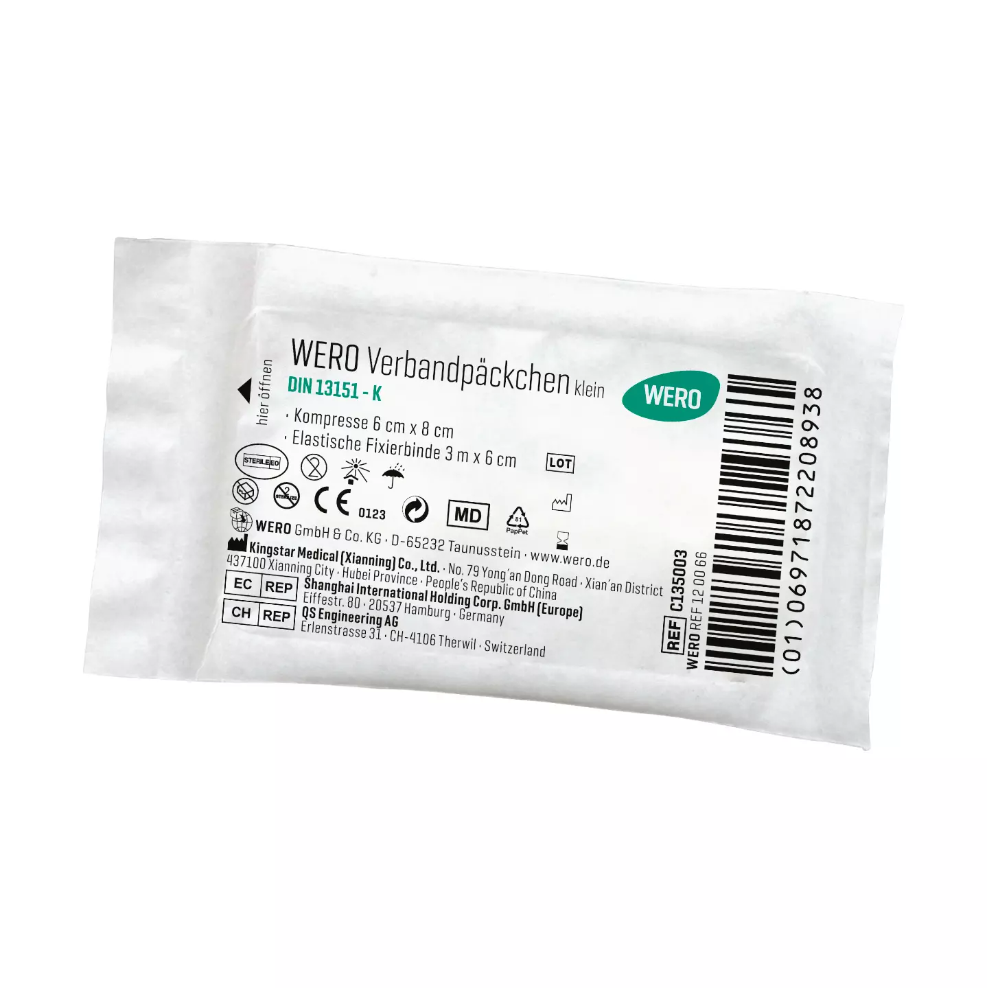 10 x NOBA Verbandpäckchen Verbandspäckchen Verband, steril, DIN13151 Erste  Hilfe, Nr. 2 Medium: : Drogerie & Körperpflege