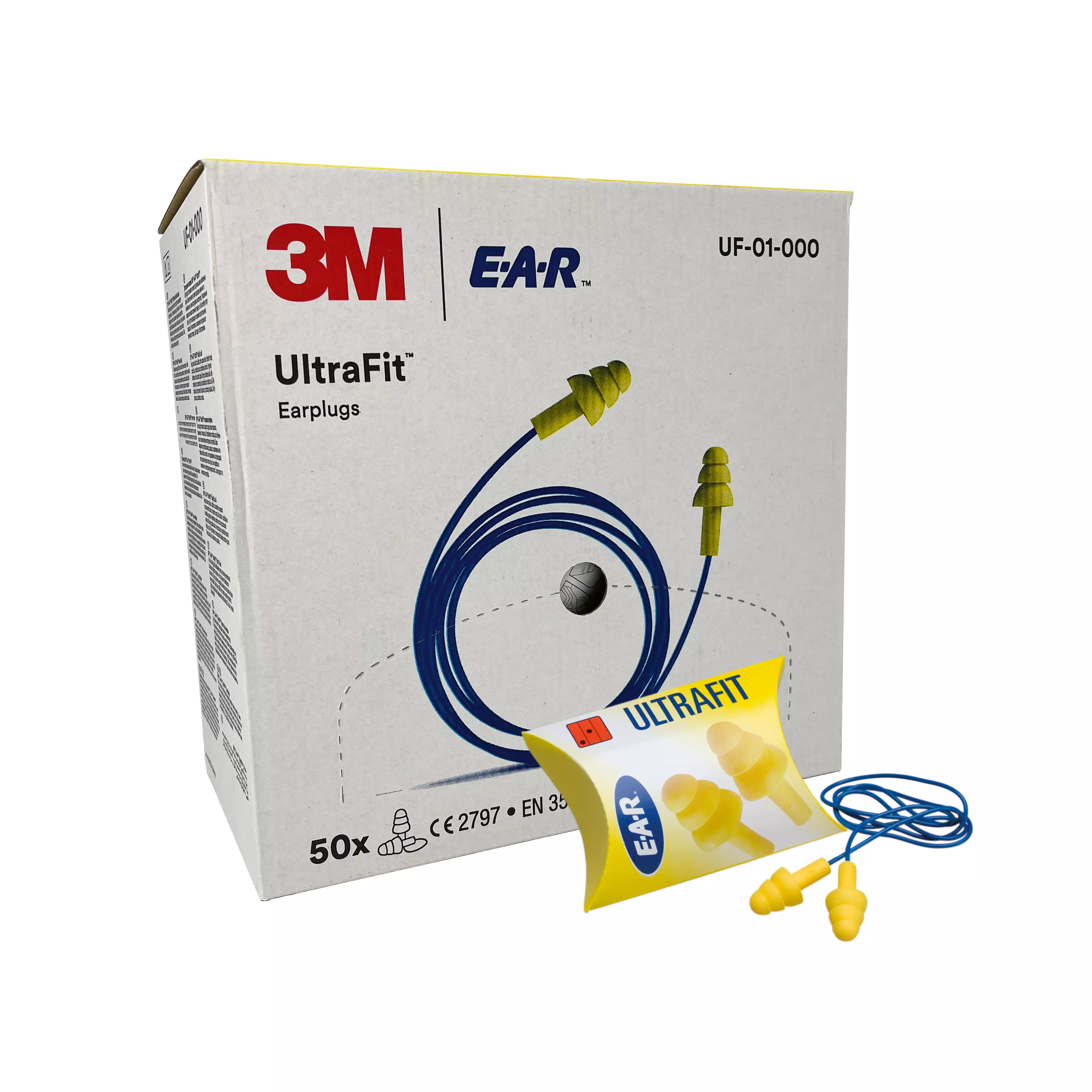 3M E-A-R ULTRAFIT, earplugs with cord, 50 pairs