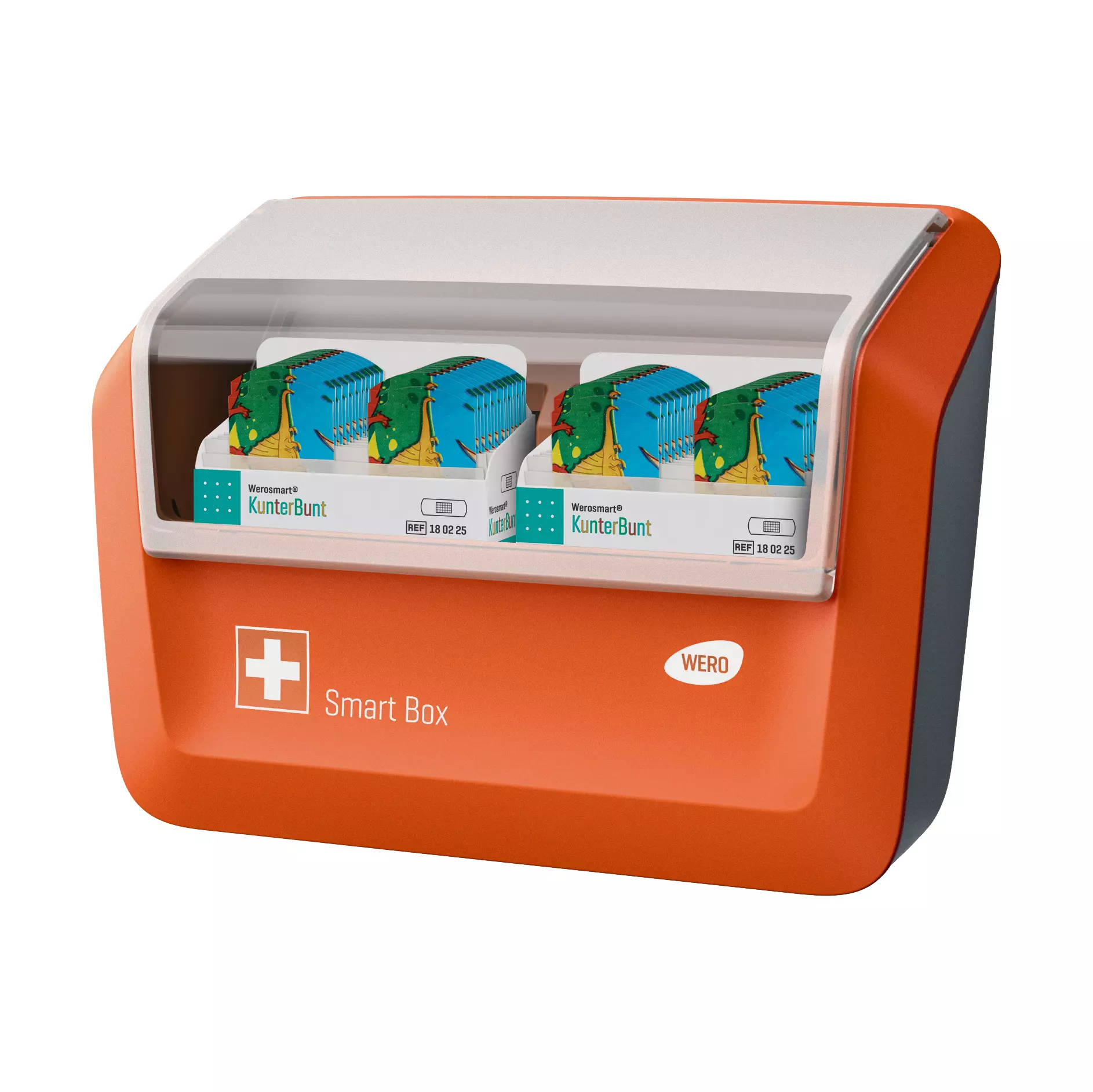 WERO Smart Box® Pflasterspender gefüllt mit Werosmart KunterBunt Pflasterstrips für Kinder