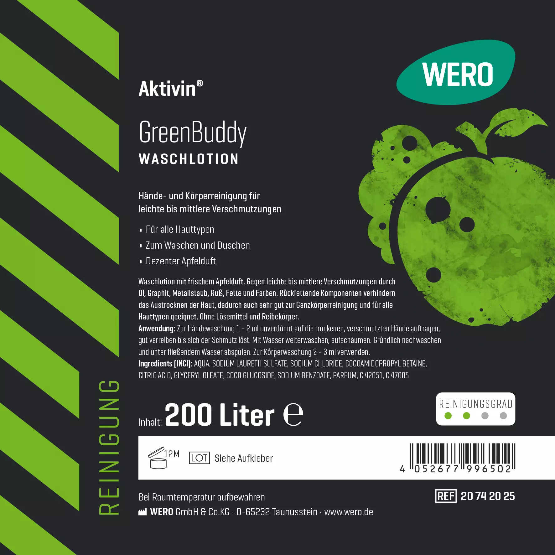 Waschlotion Aktivin® GreenBuddy - Fass, 200 Ltr