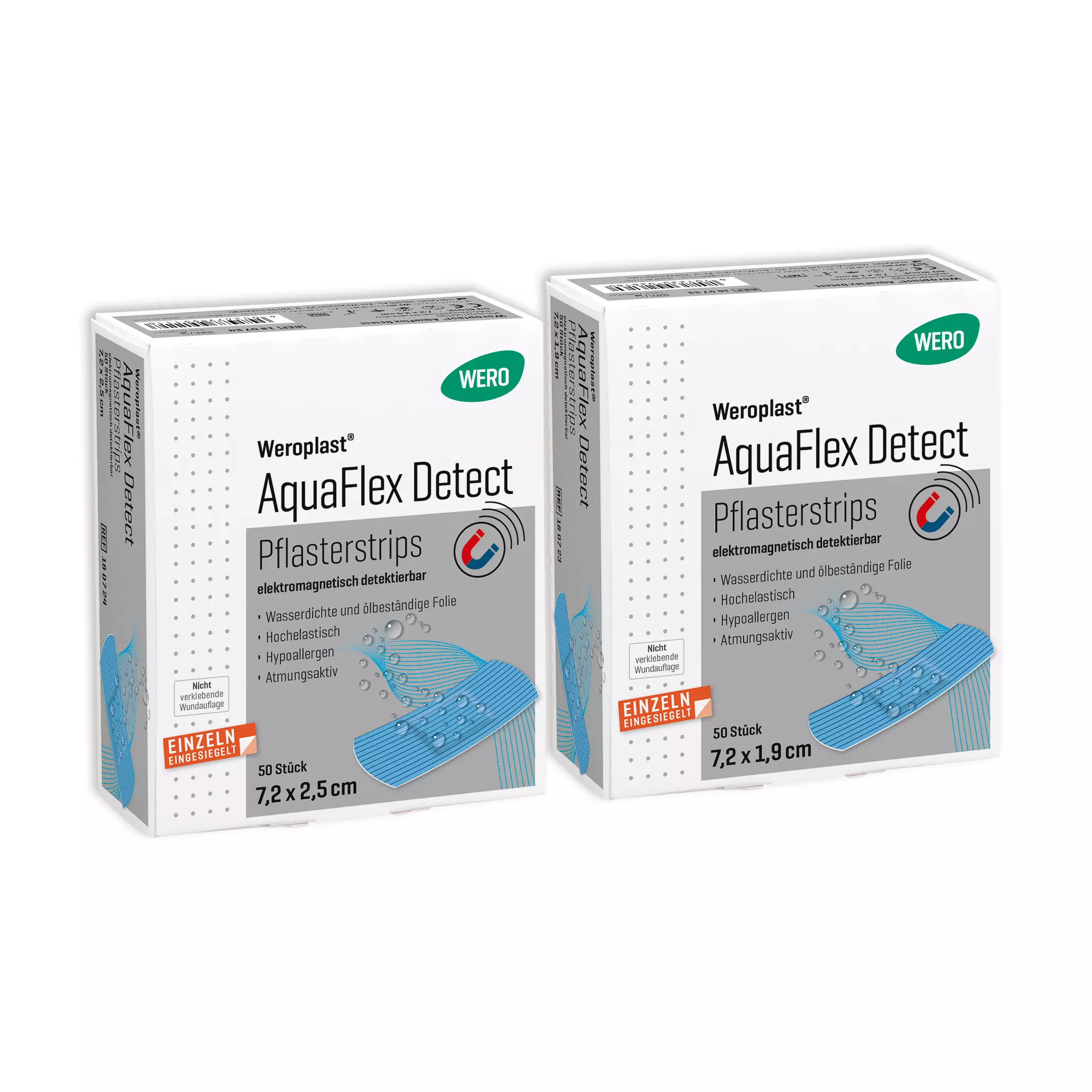 Weroplast® AquaFlex Detect plaster strips - 1.9 cm, 7.2 cm