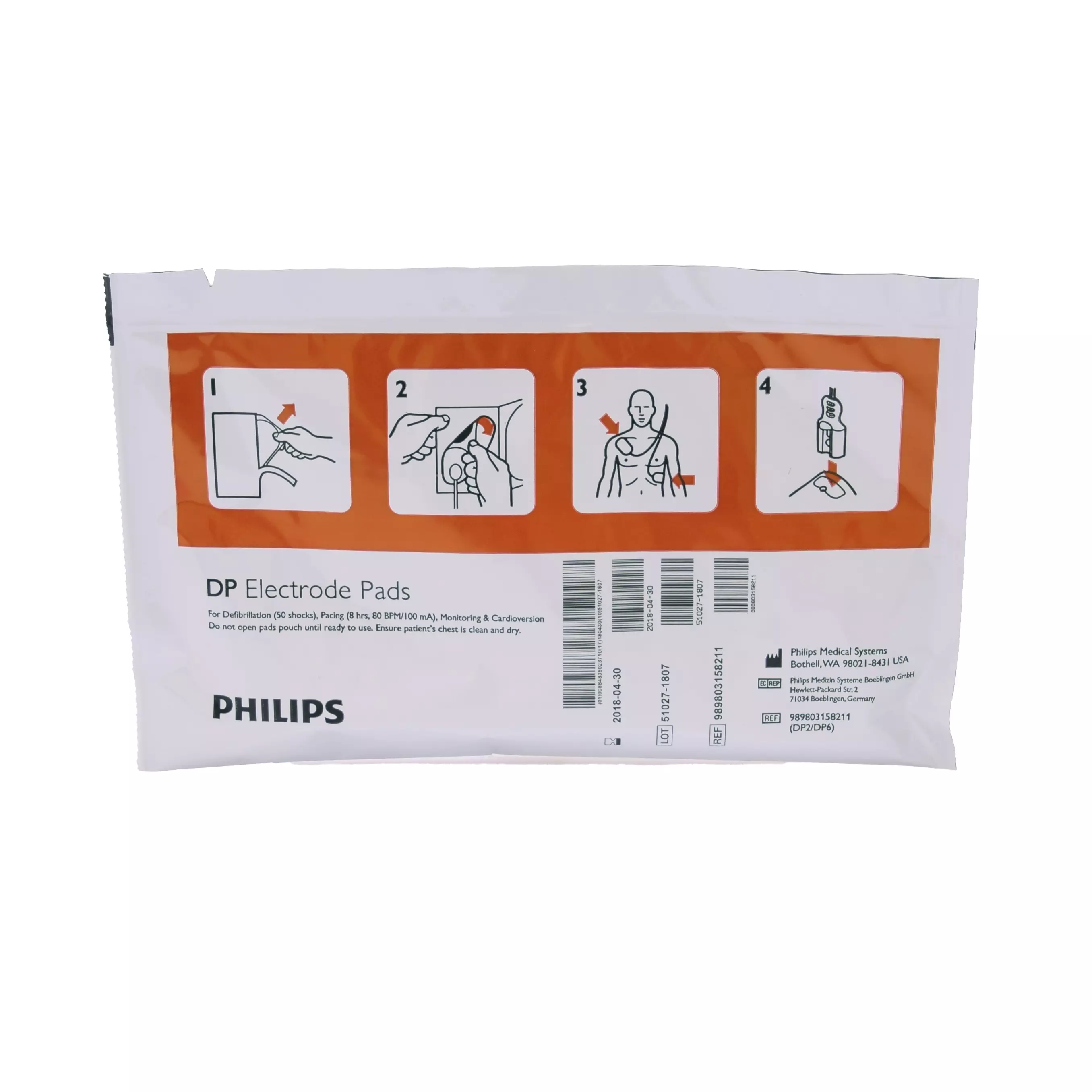 Defibrillationselektroden für Erwachsene für Philips Heartstart FR2 und FR2+, 1 Paar