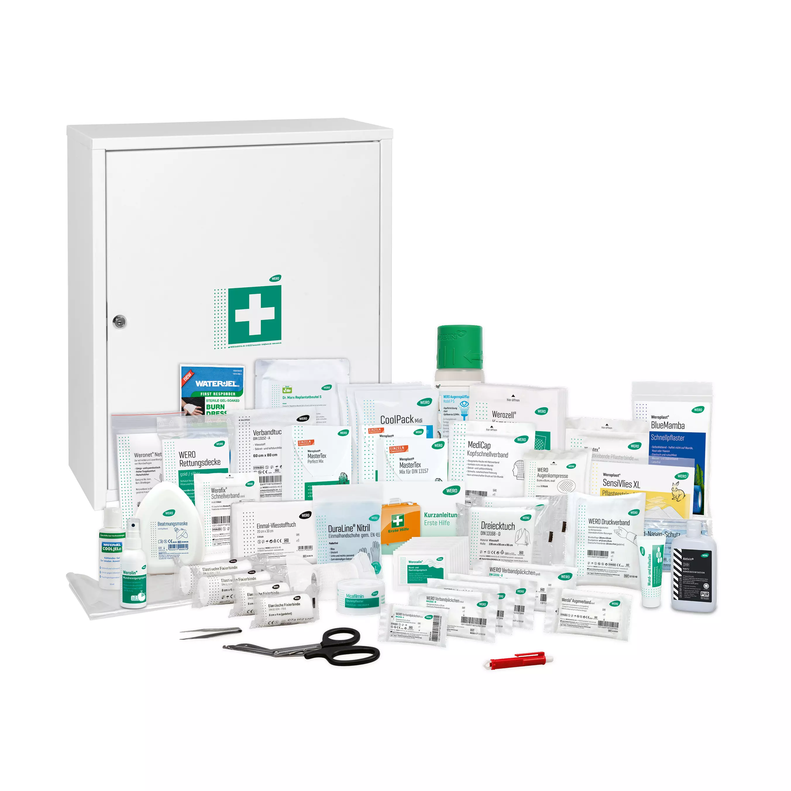 WERO first-aid cabinet MaxiDeep 6 / 073 with WERO filling DIN 13157 universal extension